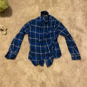 Blue and white wool rich flannel size medium